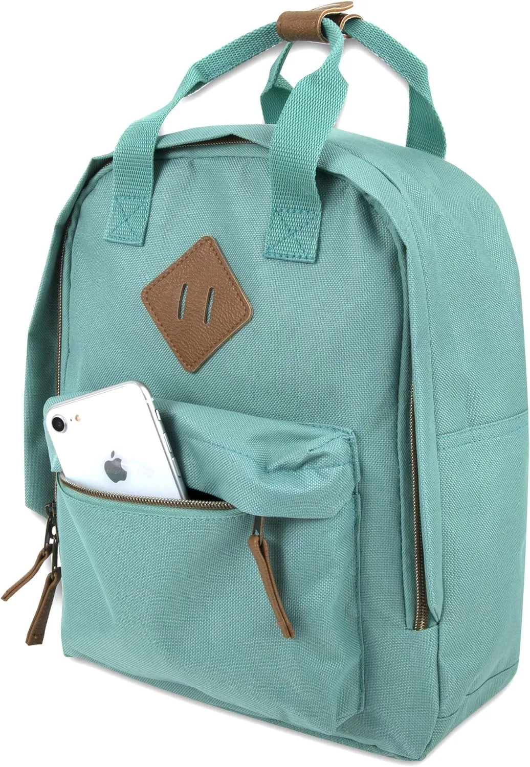 Madison & Dakota Canvas Mini Backpack for Everyday & Day Pack Rucksack in Solid Color Blocks, Green, Unisex