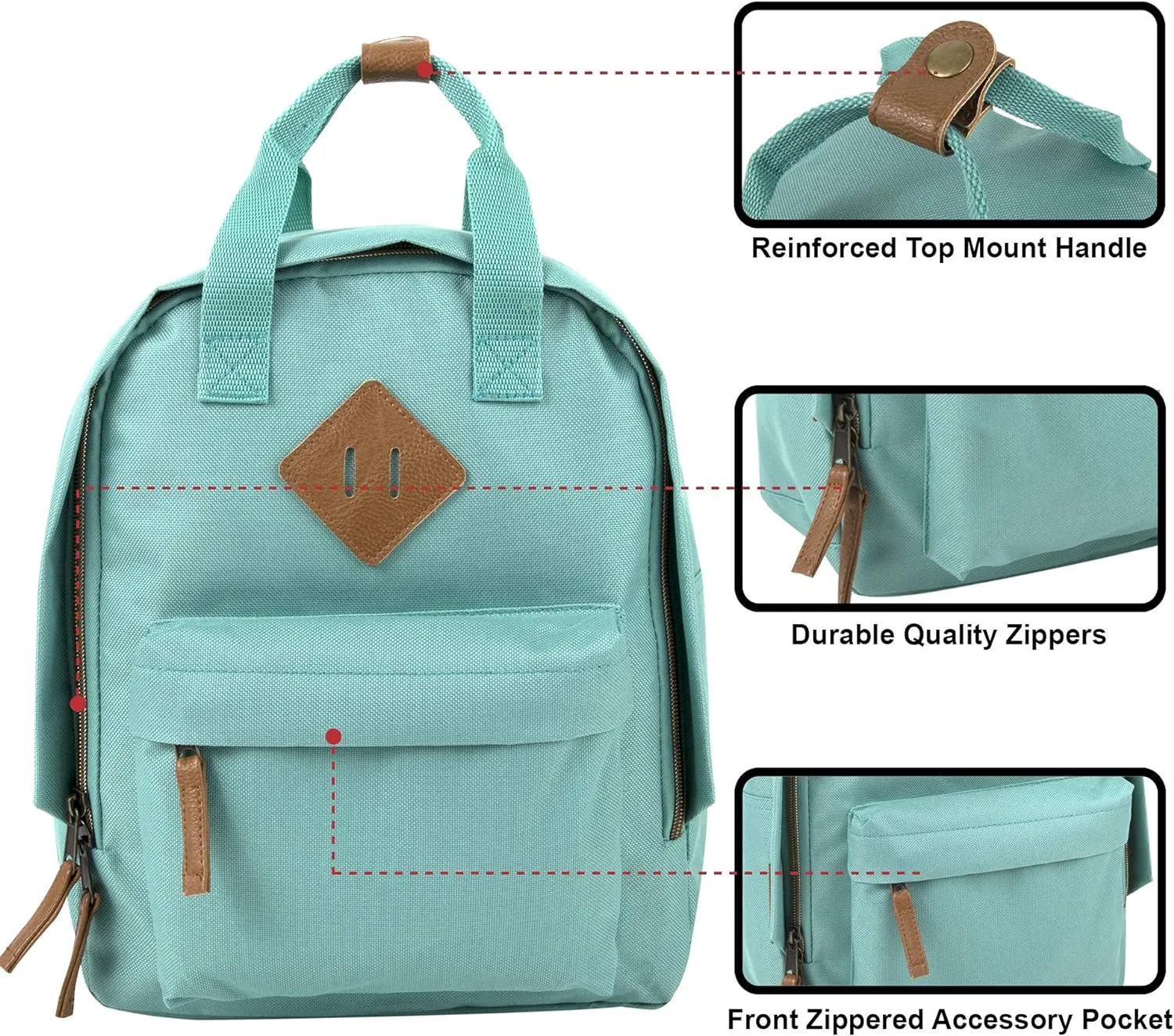 Madison & Dakota Canvas Mini Backpack for Everyday & Day Pack Rucksack in Solid Color Blocks, Green, Unisex