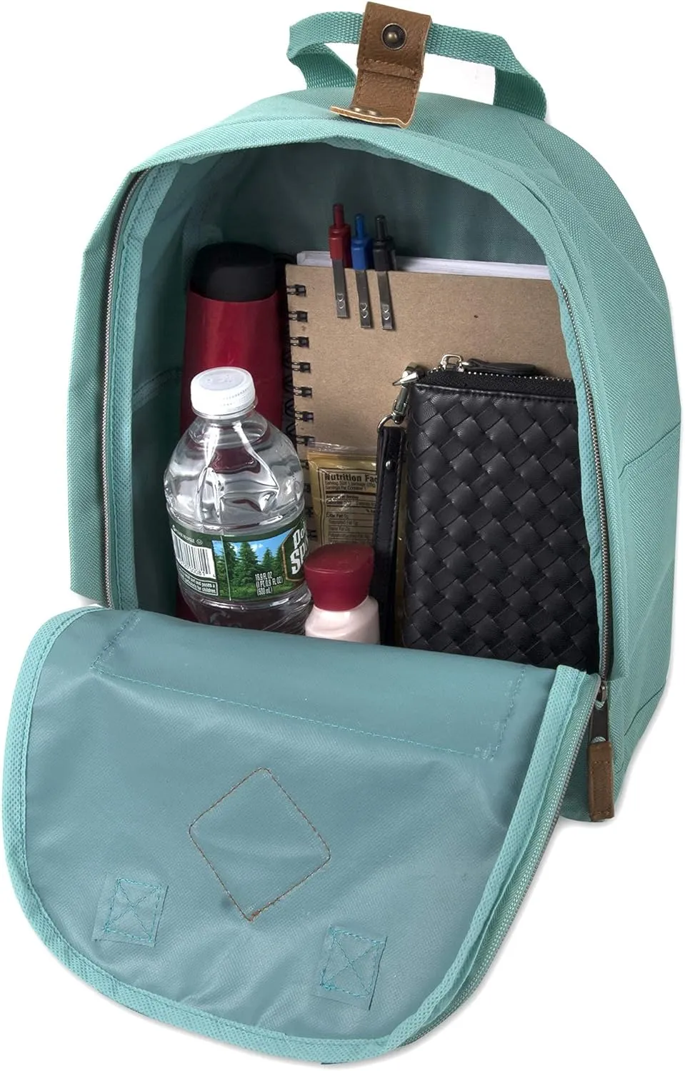 Madison & Dakota Canvas Mini Backpack for Everyday & Day Pack Rucksack in Solid Color Blocks, Green, Unisex
