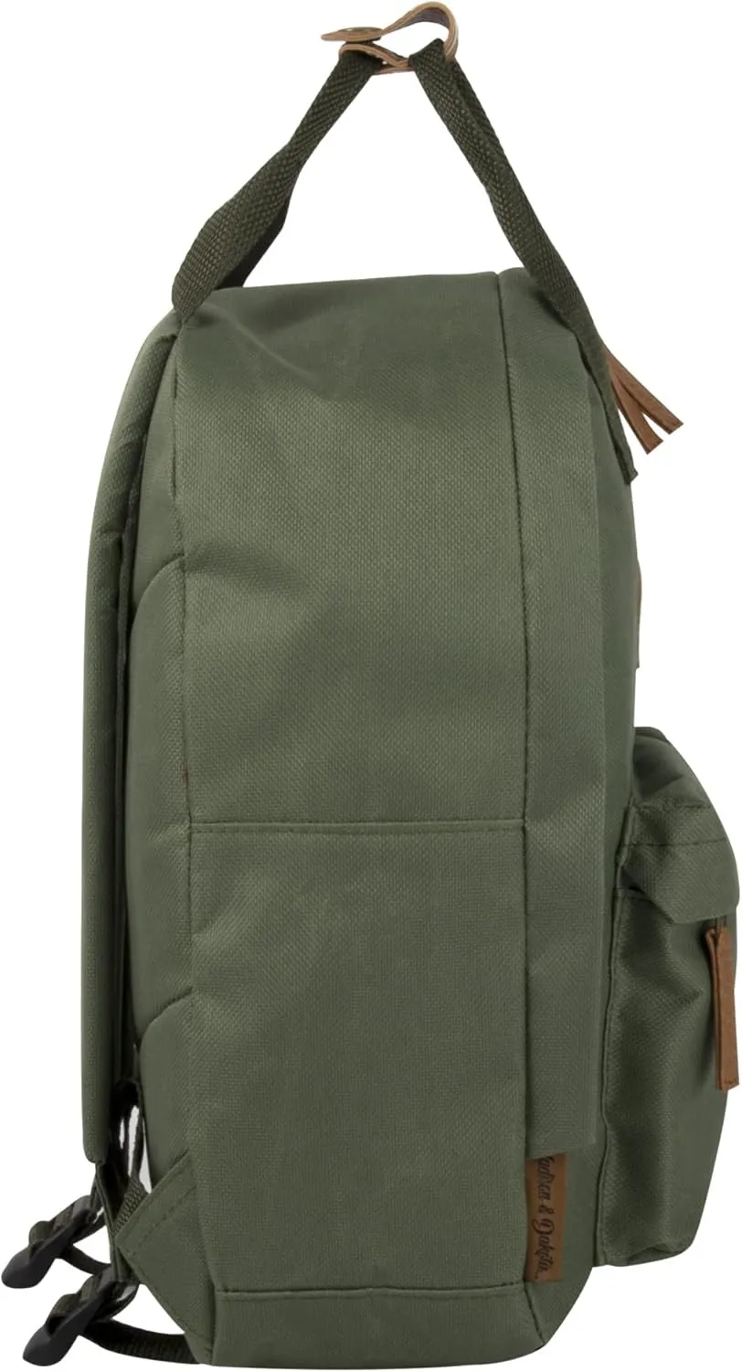 MADISON & DAKOTA Canvas Mini Backpack for Everyday & Day Pack Rucksack in Solid Color Blocks (Hunter)