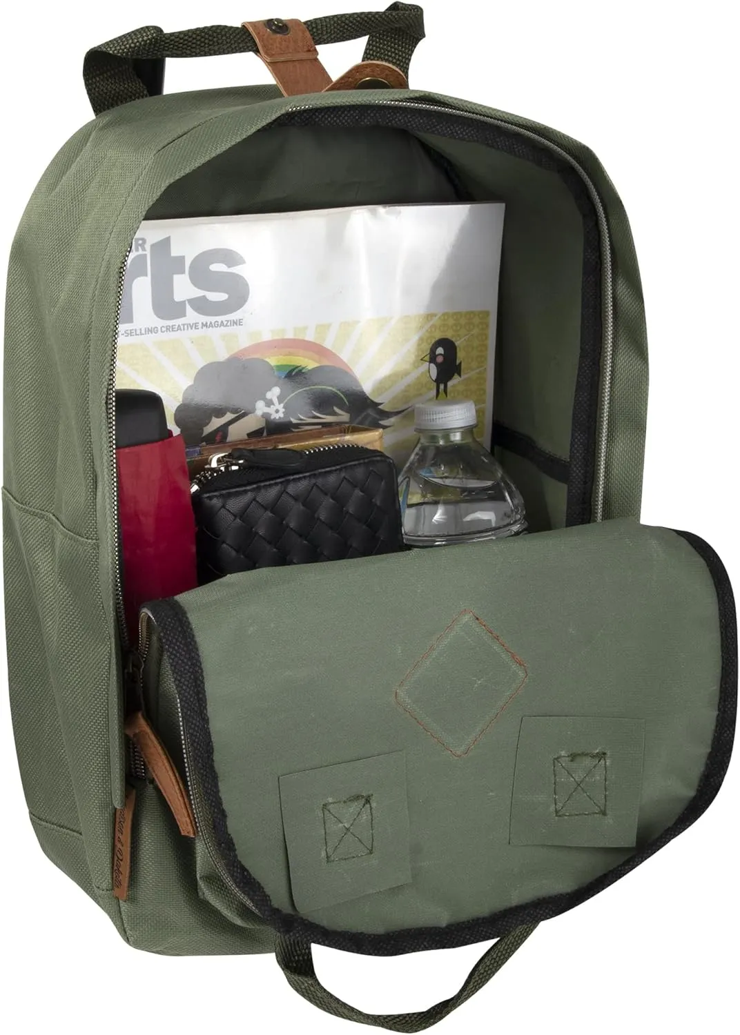 MADISON & DAKOTA Canvas Mini Backpack for Everyday & Day Pack Rucksack in Solid Color Blocks (Hunter)