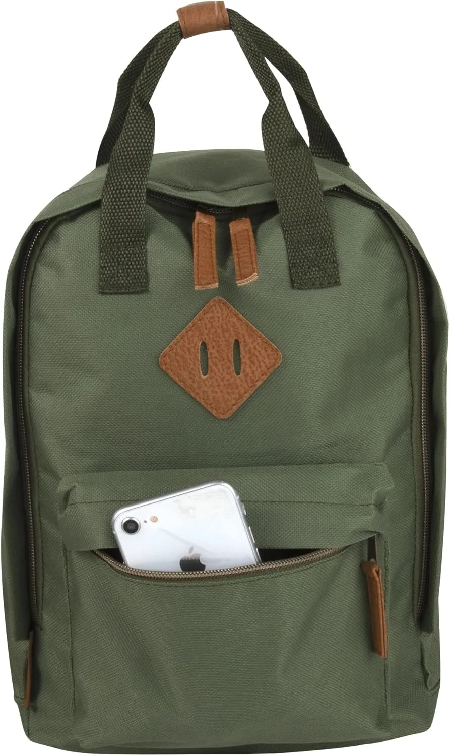 MADISON & DAKOTA Canvas Mini Backpack for Everyday & Day Pack Rucksack in Solid Color Blocks (Hunter)