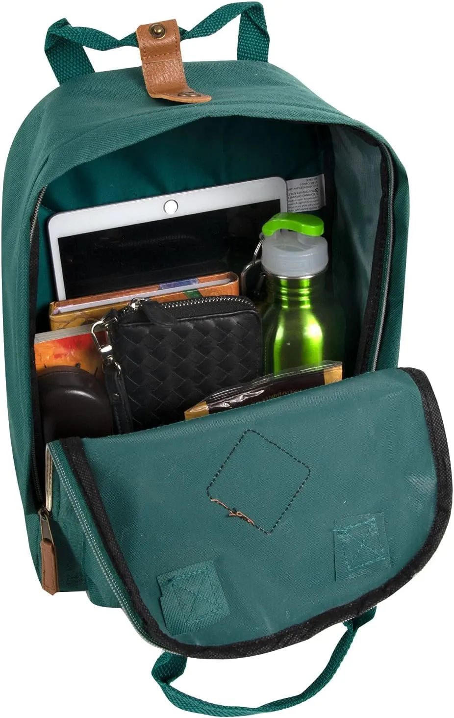 MADISON & DAKOTA Canvas Mini Backpack for Everyday & Day Pack Rucksack in Solid Color Blocks (Kale)