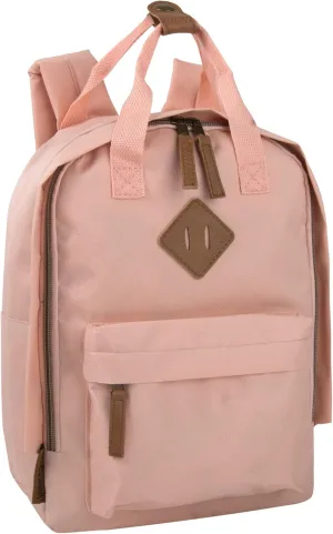 MADISON & DAKOTA Canvas Mini Backpack for Everyday & Day Pack Rucksack in Solid Color Blocks (Peach)