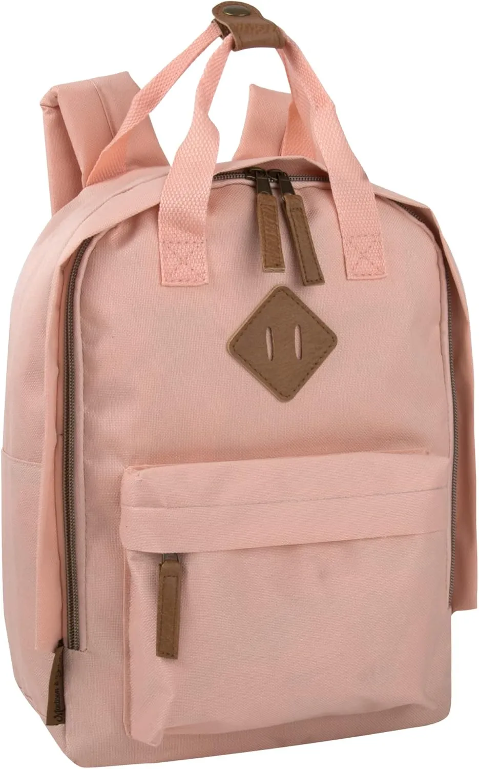 MADISON & DAKOTA Canvas Mini Backpack for Everyday & Day Pack Rucksack in Solid Color Blocks (Peach)