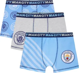 Manchester City F.C. Boys Boxer Briefs Soft Breathable Kids Underwear, Pack of 3