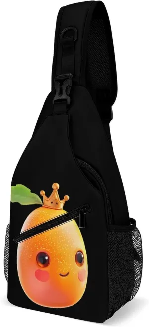 Mango Queen Printed Crossbody Bags Casual Sling Backpack with Adjustable Strap for Women Men