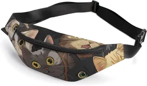 Many Cats Meow Crossbody Fanny Pack Waist Packs Adjustable Shoulder Bags Sling Bag for Hiking Running Cycling