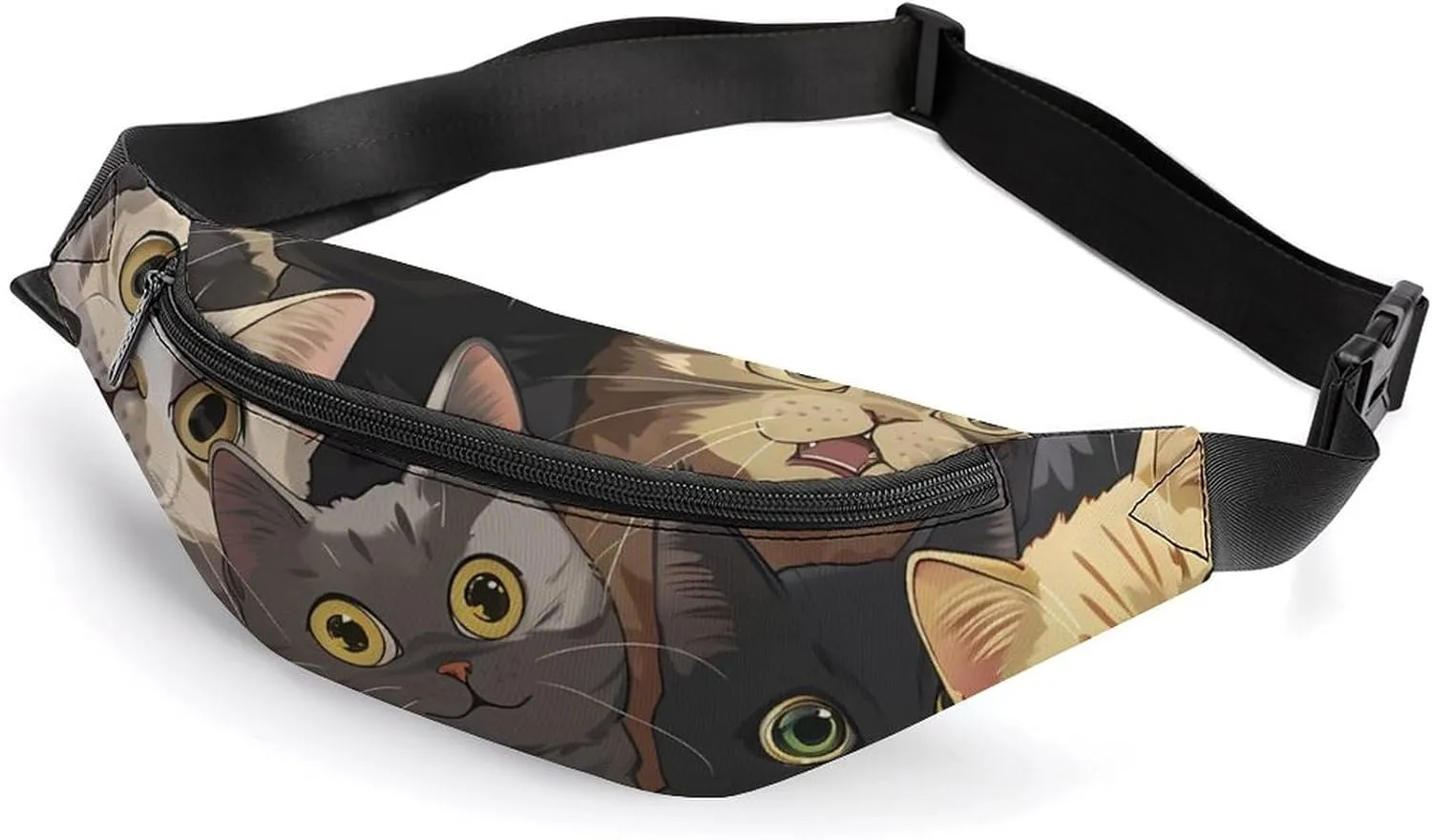 Many Cats Meow Crossbody Fanny Pack Waist Packs Adjustable Shoulder Bags Sling Bag for Hiking Running Cycling