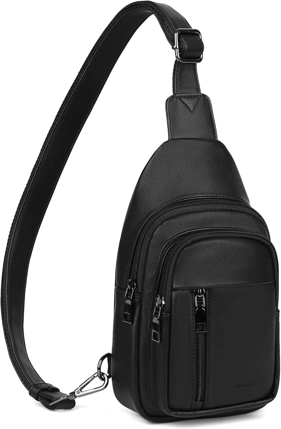 MASINTOR Sling Bag for Women - Crossbody Bags Fanny Pack with Vegan Leather - Adjustable Sling Backack for Travel Pure Black