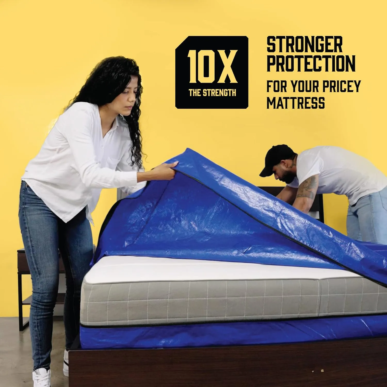 Mattress Bags for Moving with 8 Handles Full XL - 2 PACK Extra-Thick Mattress Bag for Moving - Reusable Mattress Storage Bag - Zippered Mattress Cover for Moving, Moving Mattress Bag Protector