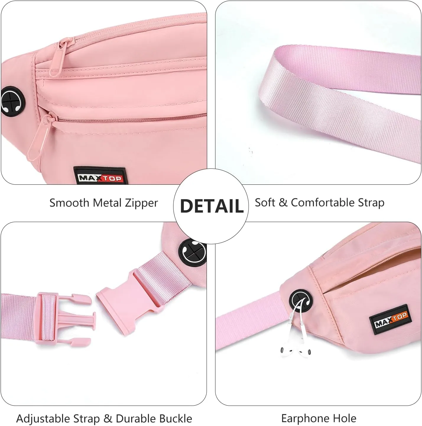 MAXTOP Large Crossbody Fanny Pack Running Travel Belts for Women Men,Water Resistant Belt Bag for Fitness Yoga Jogging Hiking Dog Waliking,Running Accessories Waist Pack Passport Bag Fits All Phones