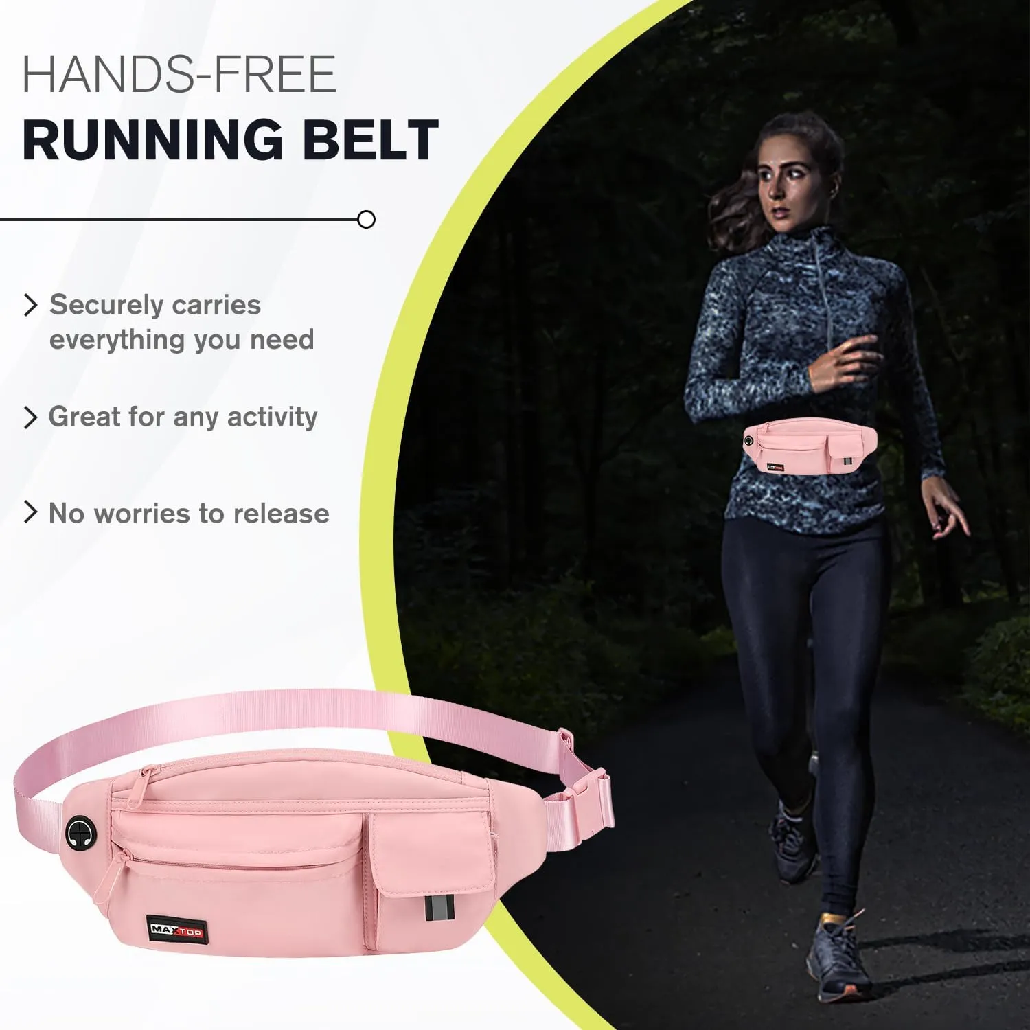 MAXTOP Large Crossbody Fanny Pack Running Travel Belts for Women Men,Water Resistant Belt Bag for Fitness Yoga Jogging Hiking Dog Waliking,Running Accessories Waist Pack Passport Bag Fits All Phones