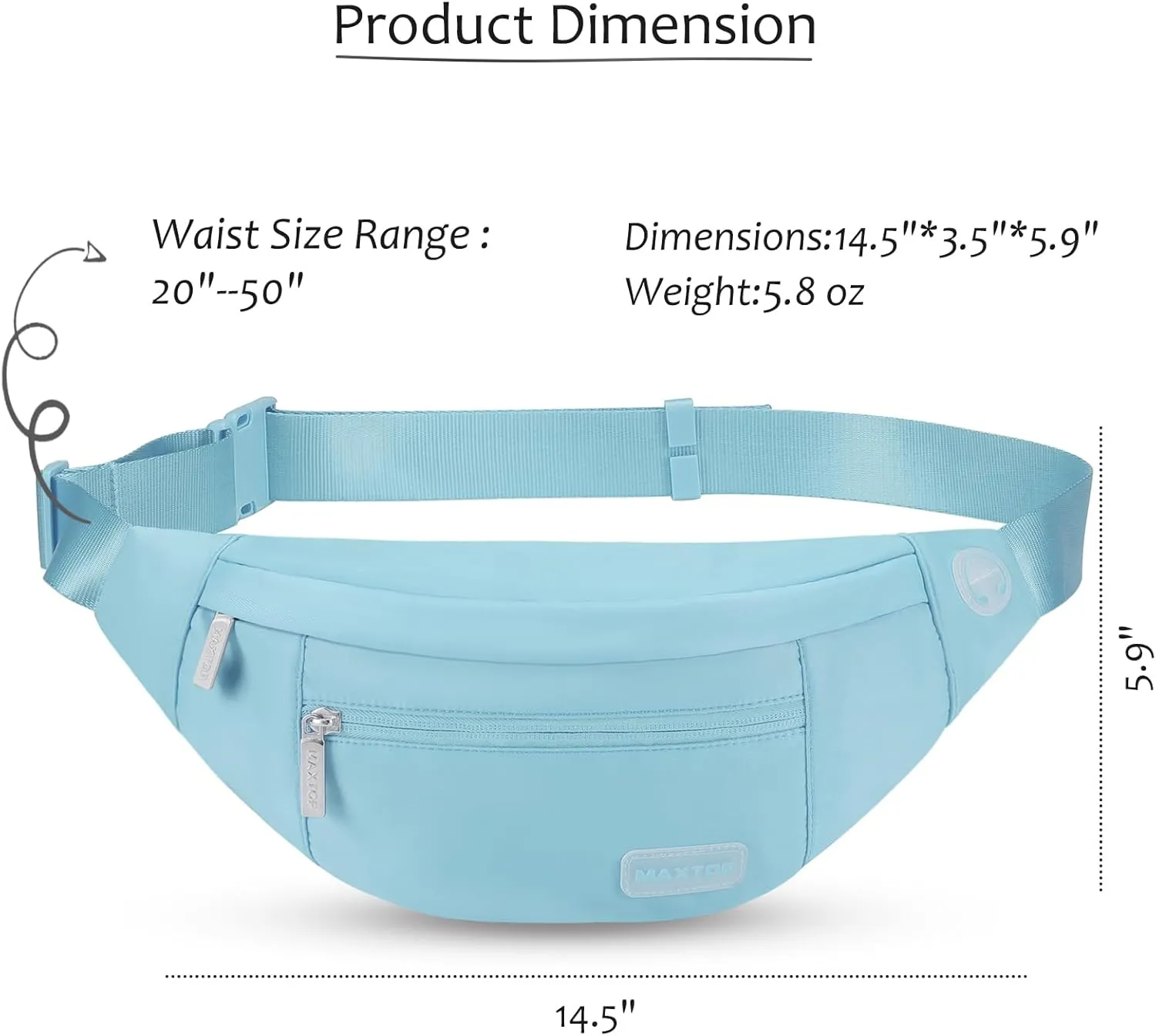MAXTOP Large Crossbody Fanny Pack with 4-Zipper Pockets,Gifts for Enjoy Sports Festival Workout Traveling Running Casual Hands-Free Wallets Waist Pack Phone Bag Carrying All Phones