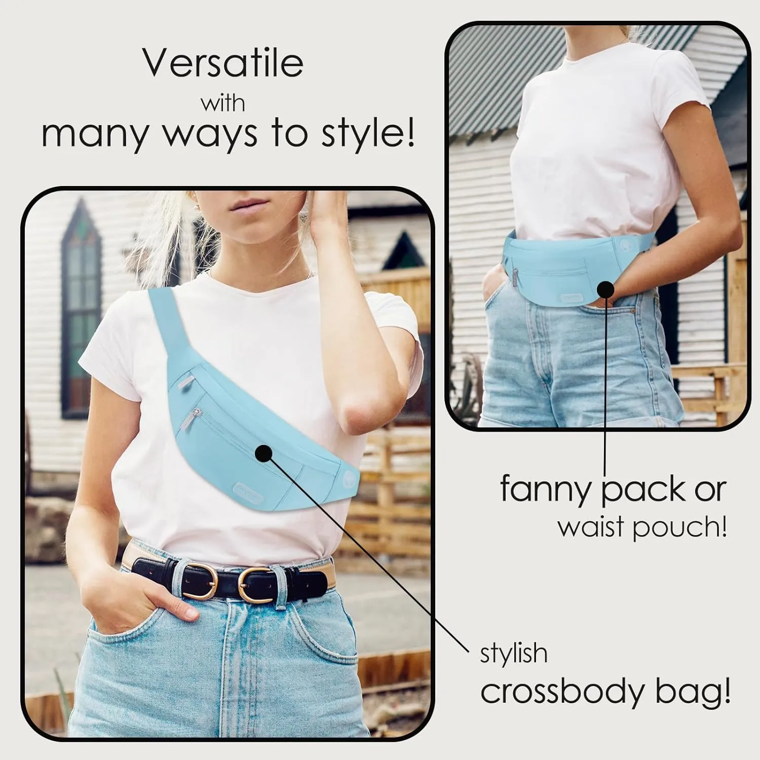 MAXTOP Large Crossbody Fanny Pack with 4-Zipper Pockets,Gifts for Enjoy Sports Festival Workout Traveling Running Casual Hands-Free Wallets Waist Pack Phone Bag Carrying All Phones