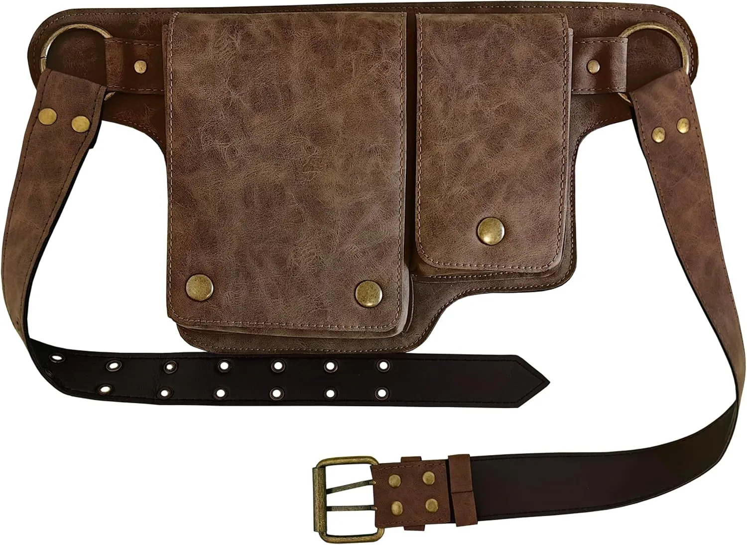 Medieval Leather Thigh Drop Leg Bag Retro Fanny Pack Utility Hip Belt Waist Bags Travel Outdoors (Waist Pack Brown)