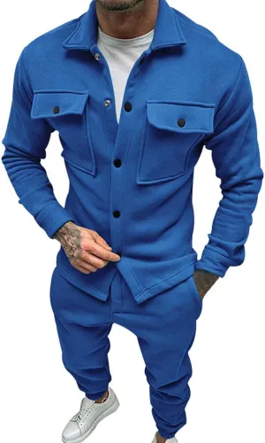 Mens 2 Piece Outfits Fall Winter Solid Color Zipper Sweater Pants Sports Sets Set Mens 2 Piece Big and Tall Hoodies