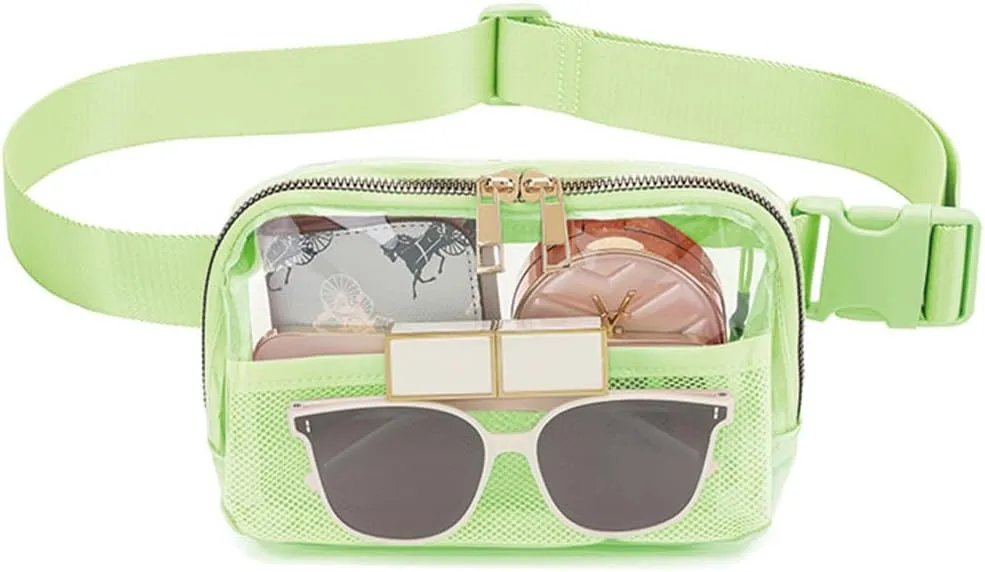 Mens Fanny Packs Waist Pack, Waist Bag For Women Plastic Purse With Adjustable Belt For Hiking Game Workout Shopping Green