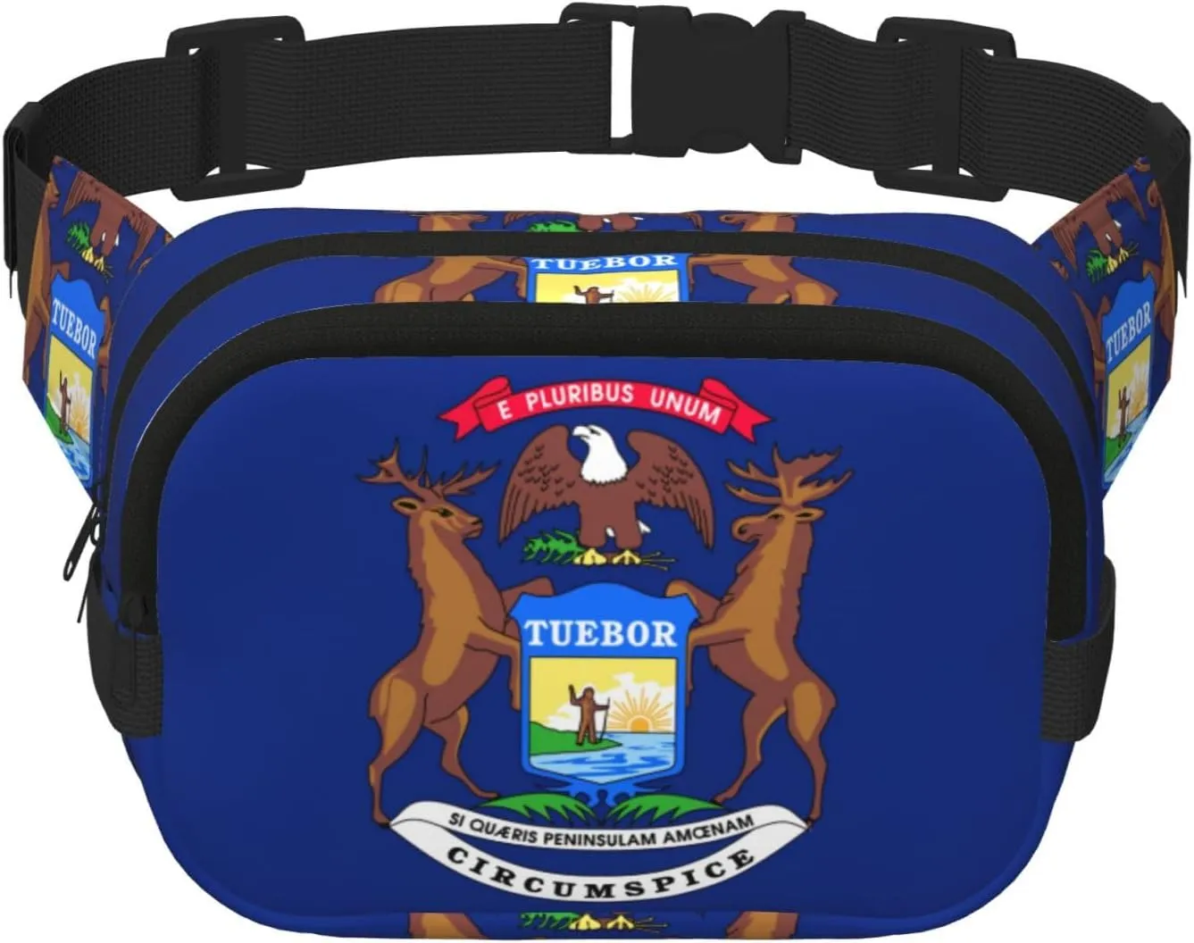 Michigan State Flag print Large Fanny Packs for Women Cute Cross Body Waist Bag Fashionable Fanny Pack
