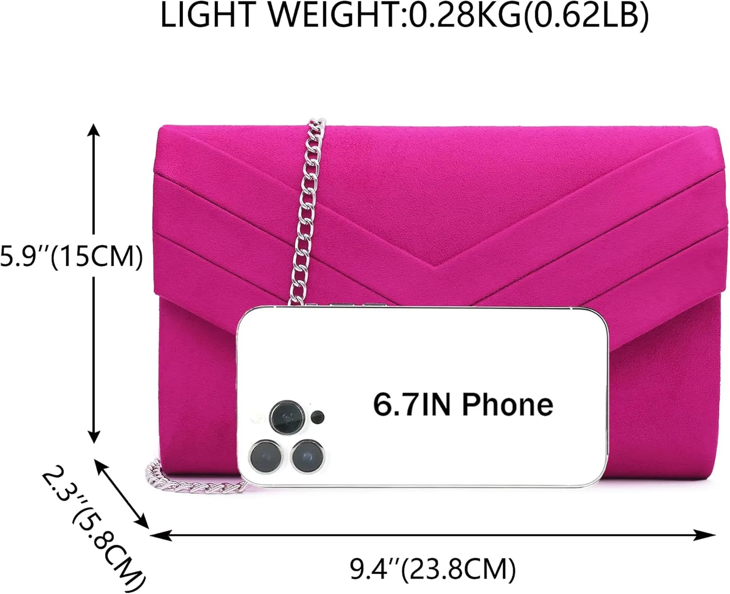 Milisente Evening Bag for Women, Suede Envelope Evening Purses Crossbody Shoulder Clutch Bag