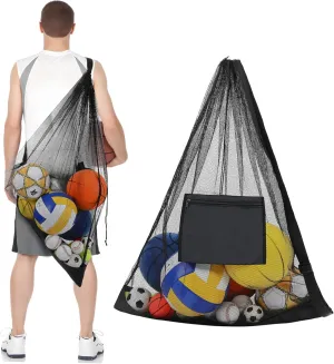 Milisten Ball Net Bag Mesh Ball Bag Basketball Bag for Balls Secure Closure Drawstring Volleyball Bag