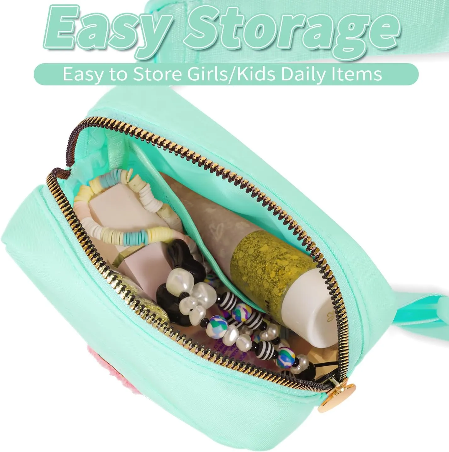 Mini Belt Bag Fanny Pack with Initials Letter Patch Small Crossbody Bags Cute Stuff Birthday Gifts for Teenager Girls Trendy Stuff for Teens - Light Green,M