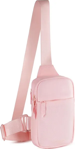 Mini Sling Bag Crossbody Fanny Pack Men & Women - Switchable Strap, RFID Blocking, Water-Repellent,Hidden Pocket - Chest Purse for Travel, EDC, Phone Holder, Small Shoulder pouch(Pink)