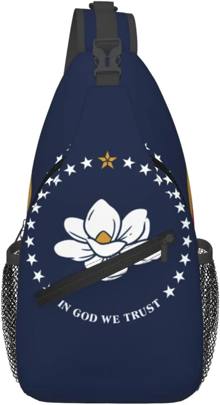 Mississippi State Flag Print Lightweight Sling Small Shoulder Bag - Chic Cross Chest Bag With Adjustable Strap