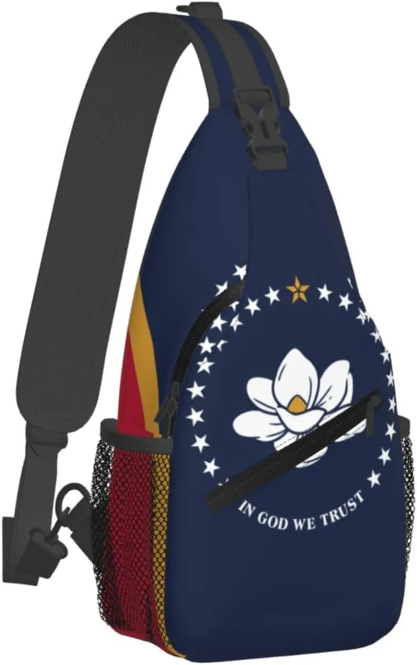 Mississippi State Flag Print Lightweight Sling Small Shoulder Bag - Chic Cross Chest Bag With Adjustable Strap