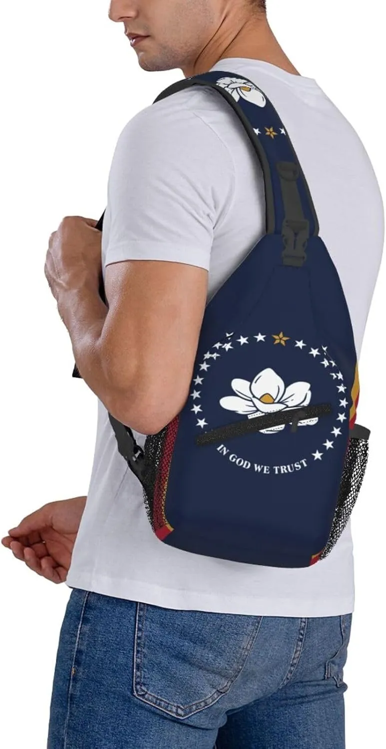 Mississippi State Flag Print Lightweight Sling Small Shoulder Bag - Chic Cross Chest Bag With Adjustable Strap
