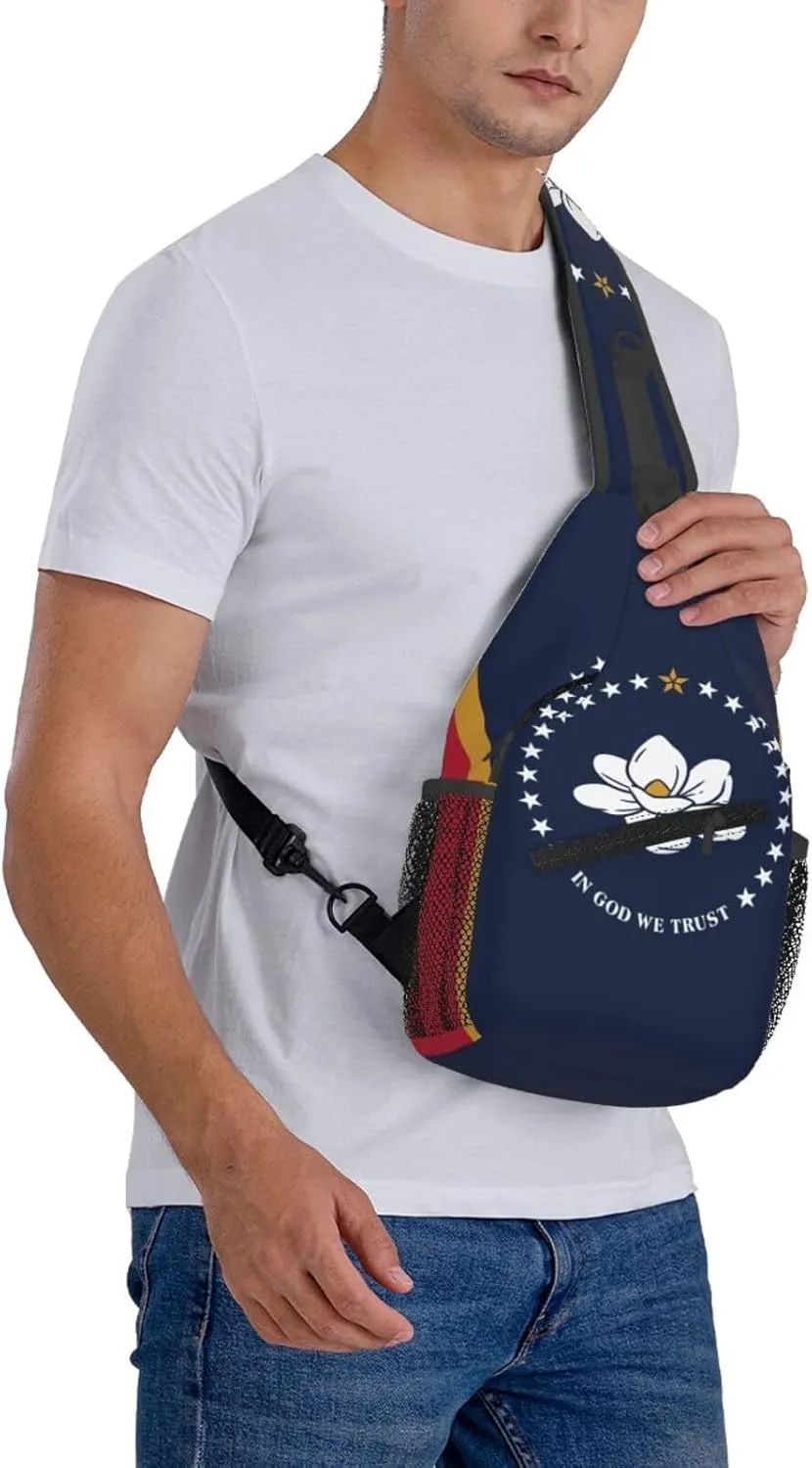 Mississippi State Flag Print Lightweight Sling Small Shoulder Bag - Chic Cross Chest Bag With Adjustable Strap