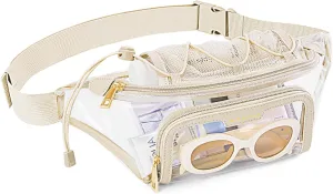 Missnine Clear Fanny Pack for Stadium Events Clear Purse Crossbody Bags for Women with Adjustable Strap Belt Bag for Concert, Sports, Travel