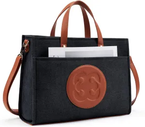 Missnine Denim Tote Bag for Women - Casual & Work - 15.6 inch Shoulder Bag for Office & Business