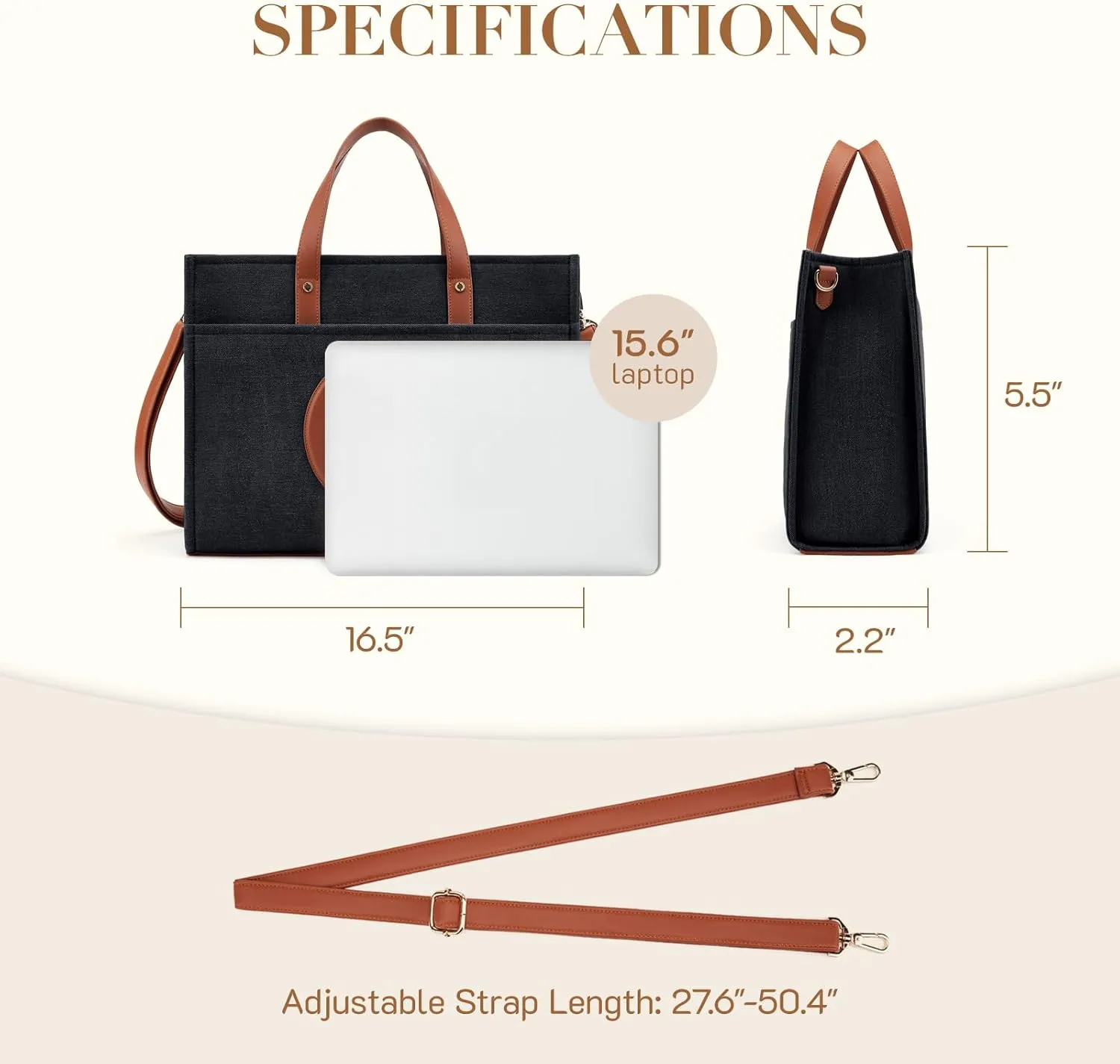Missnine Denim Tote Bag for Women - Casual & Work - 15.6 inch Shoulder Bag for Office & Business