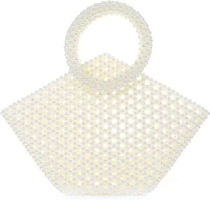 Miuco Womens Rainbow Beaded Bag Crystal Totes Ladies Pearl Acrylic Clutch Bag