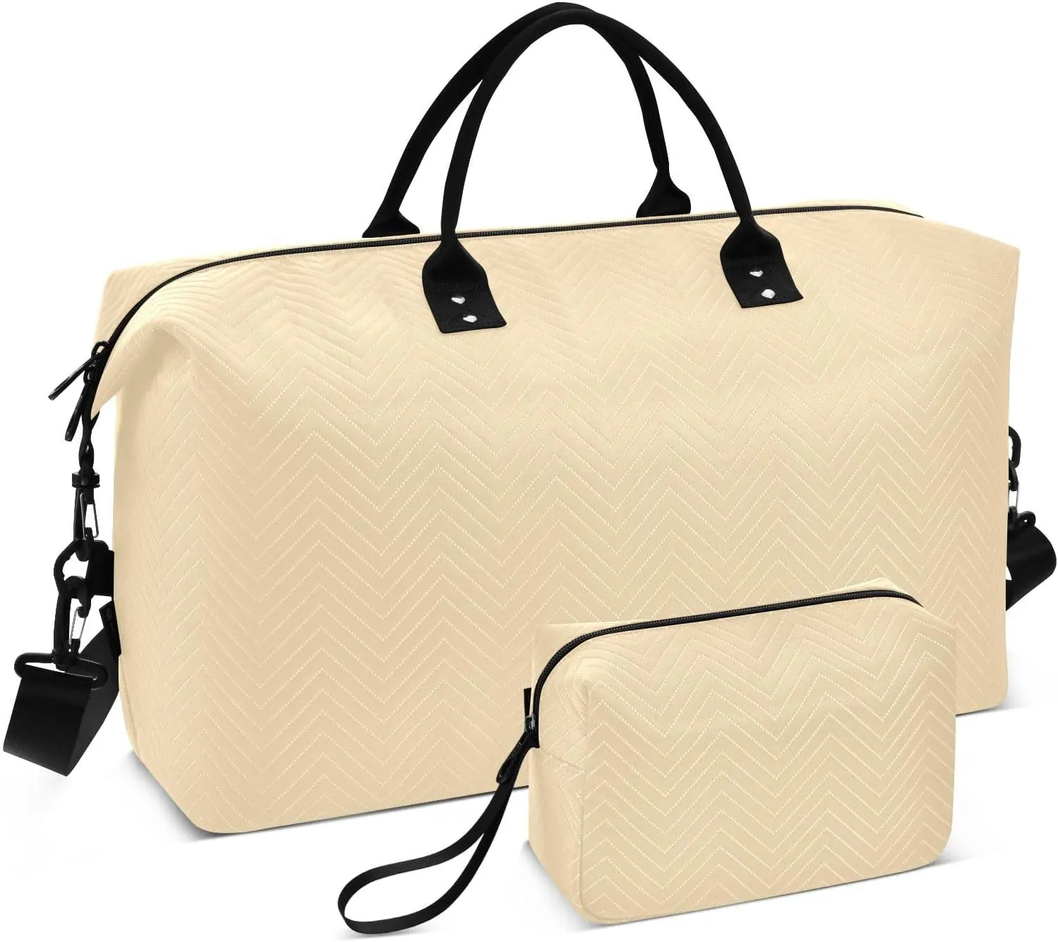 Moccasin Solid Color Pure Plain Peach Travel Tote Bag Carry on Bag Tote Bag with Toiletry Bag for Trekking Foldable
