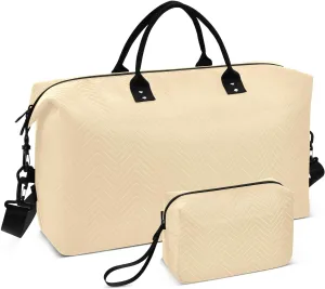 Moccasin Solid Color Pure Plain Peach Travel Tote Bag Carry on Bag Tote Bag with Toiletry Bag for Trekking Foldable