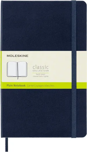 Moleskine Classic Notebook, Hard Cover, Large (5" x 8.25") Plain/Blank, Sapphire Blue, 240 Pages