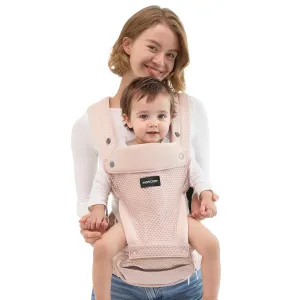 Momcozy Baby Carrier with Hip Seat, 2-in-1 Forward-Facing Carry for Active Babies, Detachable Hands-Free Carrier up to 44lbs, Breathable Infant Carrier Fits Waist Sizes up to 47 Inches, AirMesh Pink