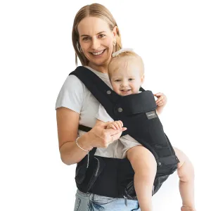 Momcozy Baby Carrier with Hip Seat, 2-in-1 Forward-Facing Carry for Active Babies, Detachable Hands-Free Infant Carrier up to 44lbs, All Seasons Toddler Carrier Fits Waist Sizes up to 47 Inches, Black