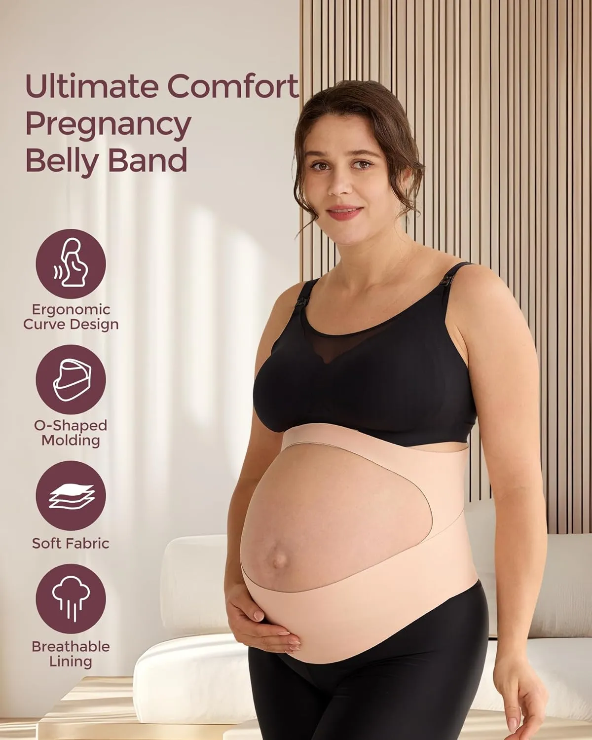 Momcozy Pregnancy Belly Band, CozySupport Ergonest Maternity Belly Band, Invisible Pregnancy Belt for Back, Abdomen, Waist