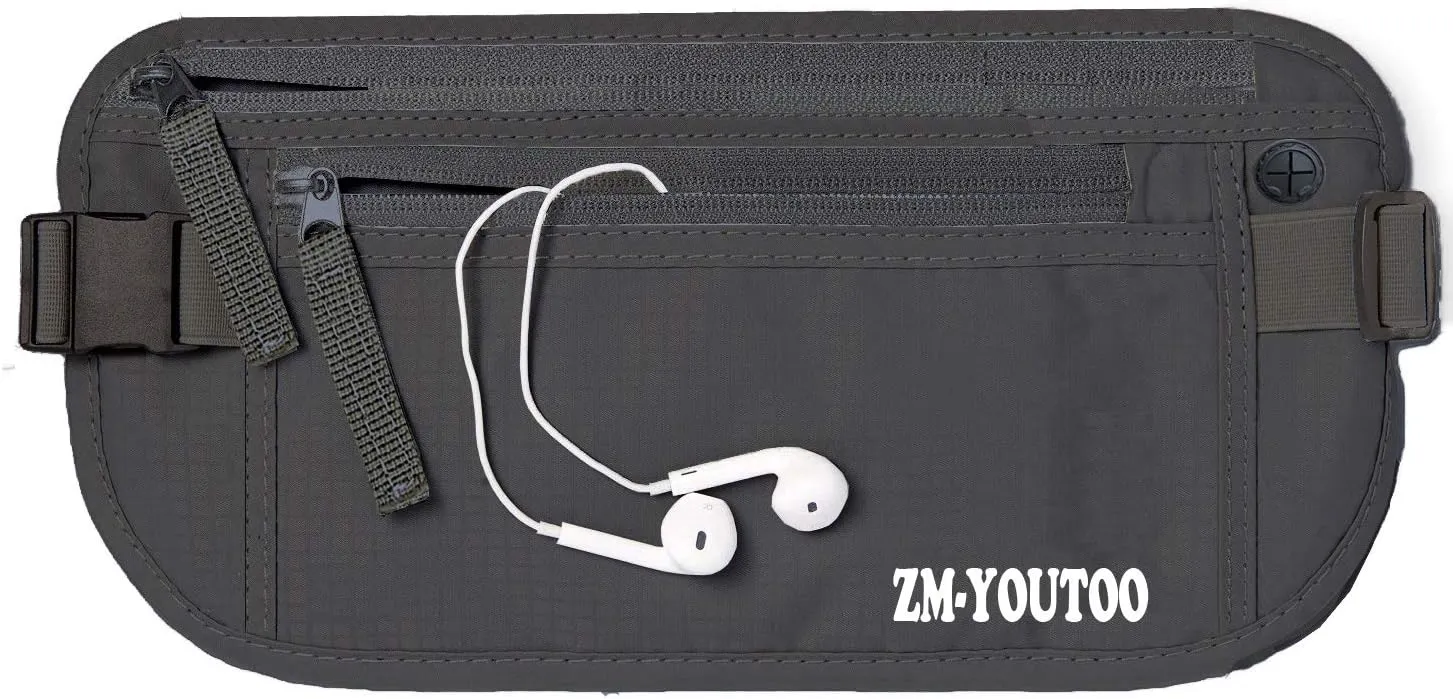 Money Belt for Travel - Hidden Travel Pouch Protect Your Credit and Money With RFID Blocking Passport Holder Waist Wallet (gray)