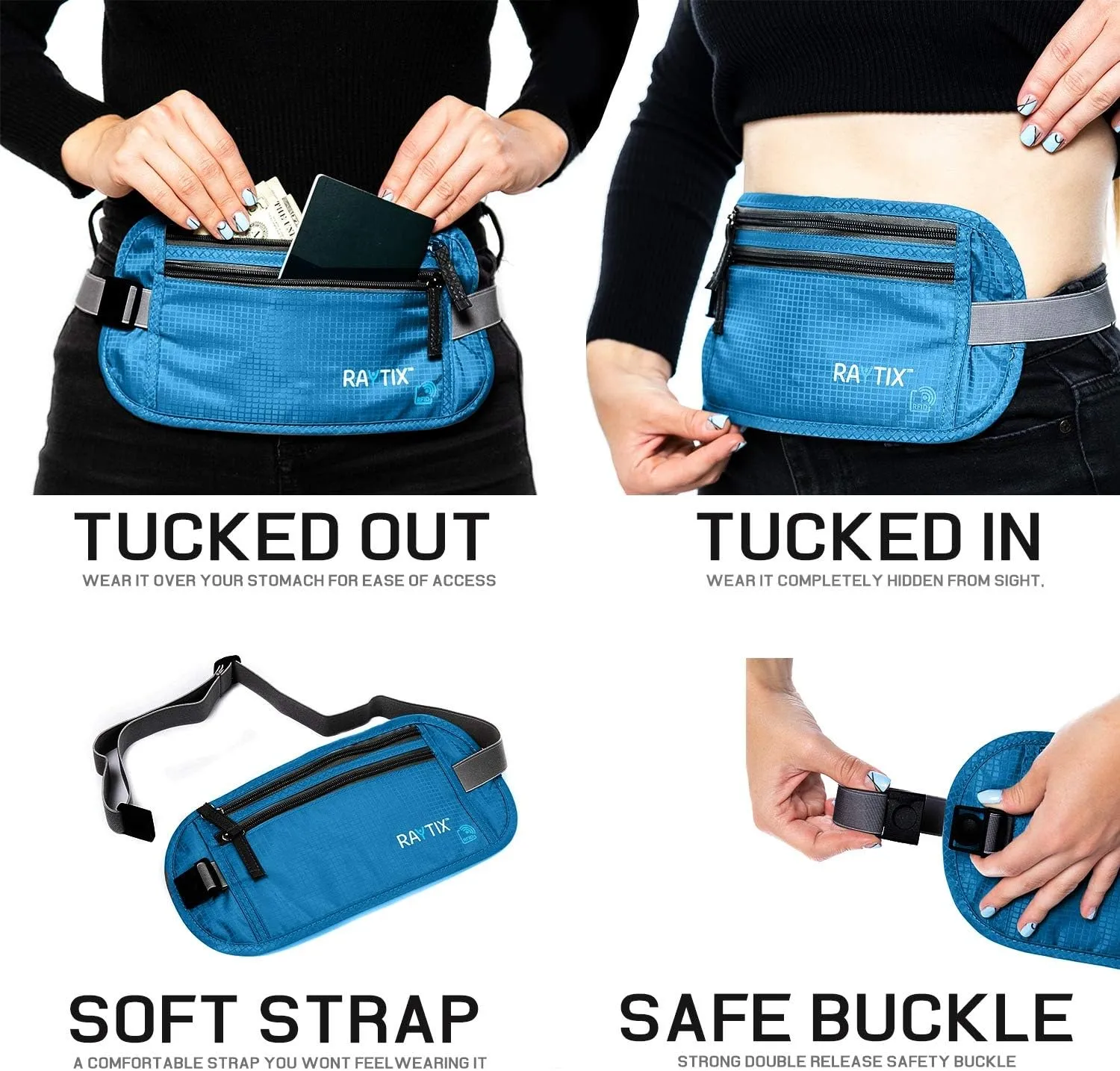 Money Belt For Travel Wallet Belt Passport Holder Travel Pouch to Protect You With RFID Transmissions –Secure, Hidden
