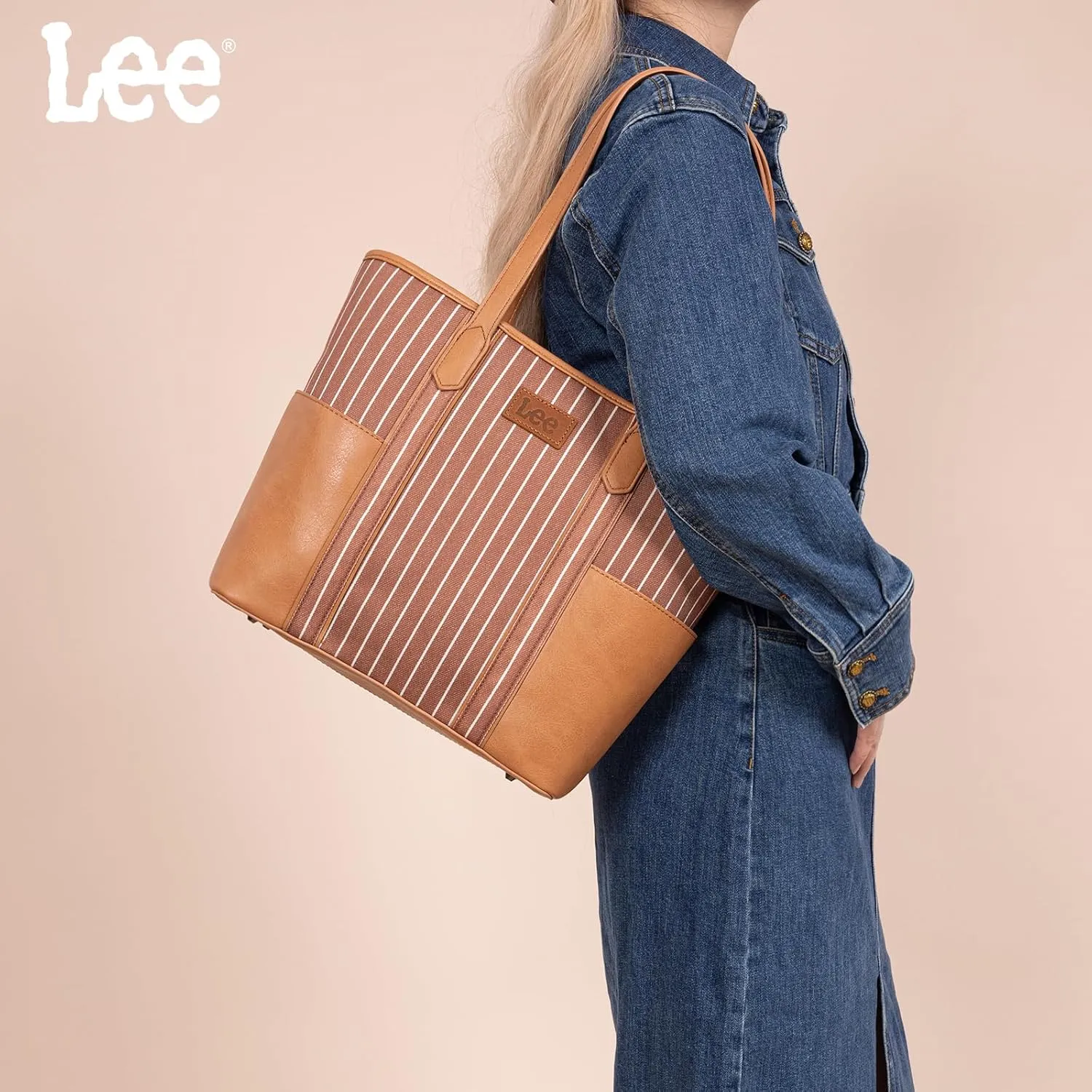 Montana West x Lee Shoulder Tote Bag for Women, Medium Top Handle Handbag Work Travel Hobo Purse