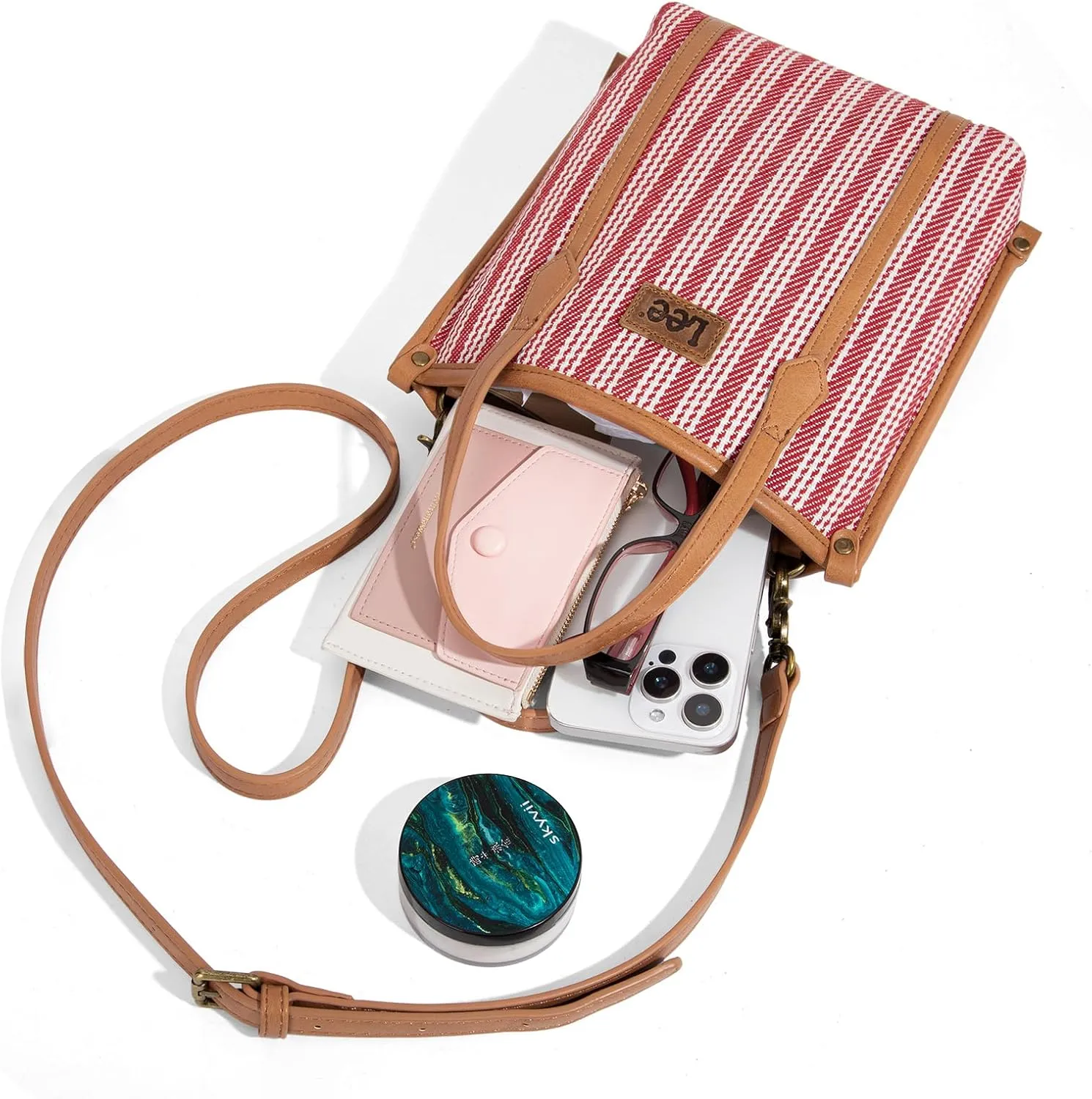 Montana West x Lee Small Tote Bag for Women Work, Stripe Crossbody Bag Top-handle Handbags