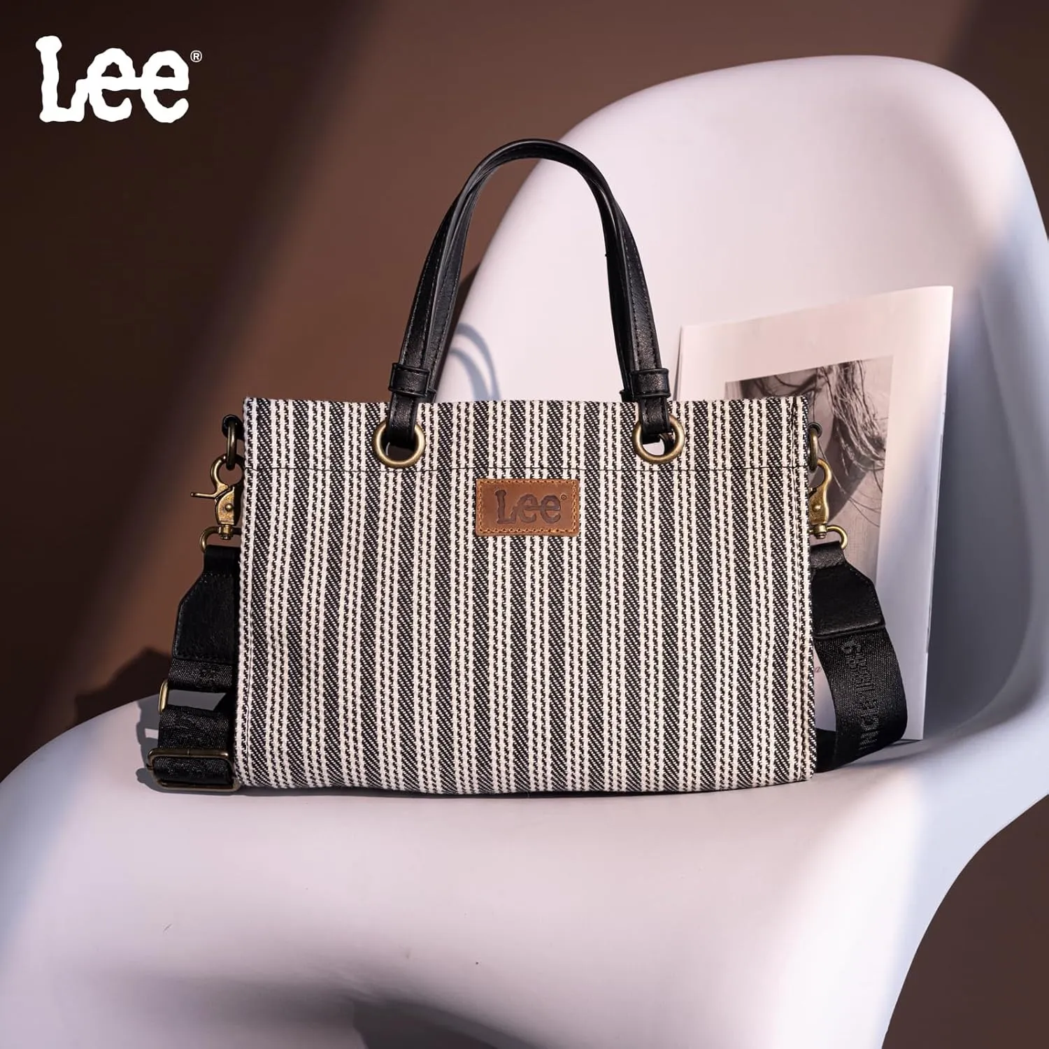 Montana West x Lee Small Tote Bag for Women Work, Stripe Crossbody Bag Top-handle Handbags