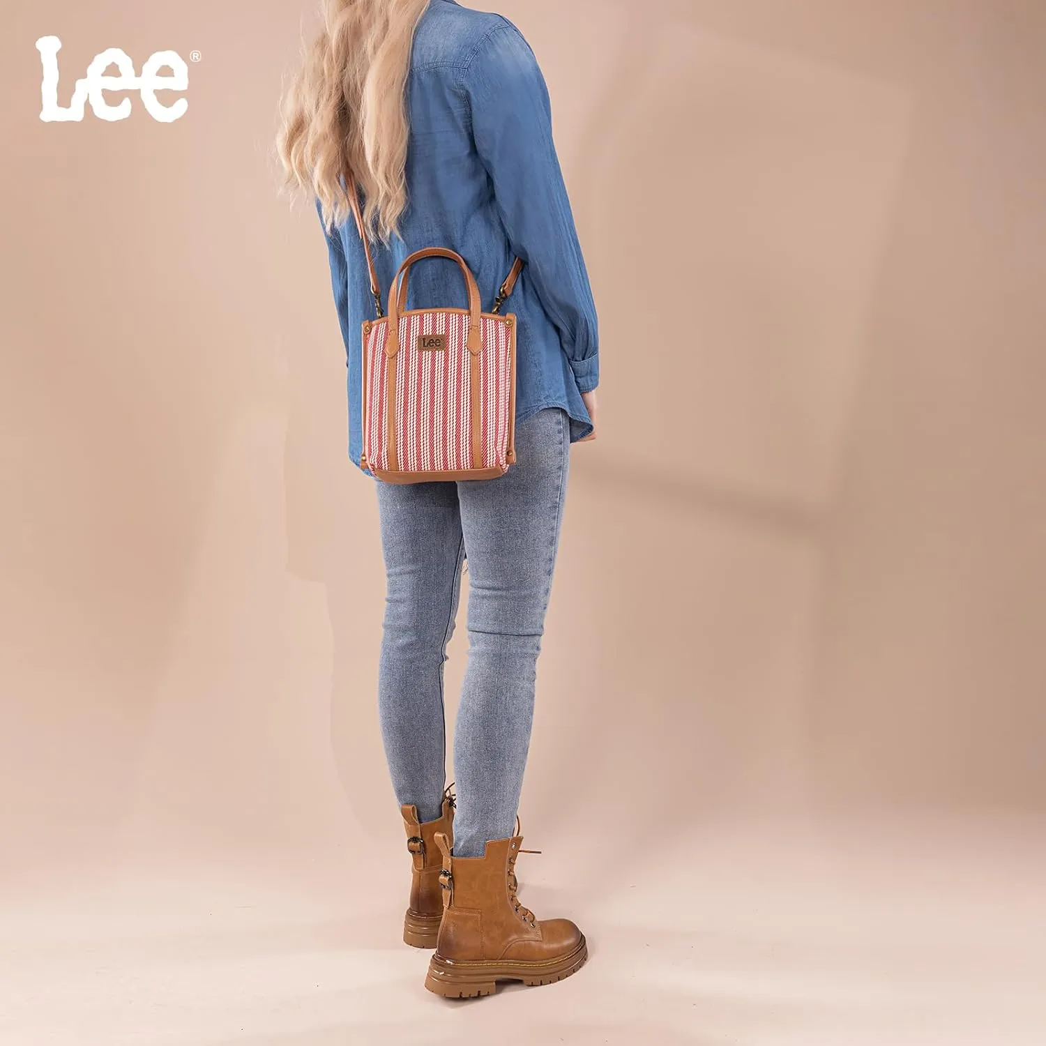 Montana West x Lee Small Tote Bag for Women Work, Stripe Crossbody Bag Top-handle Handbags