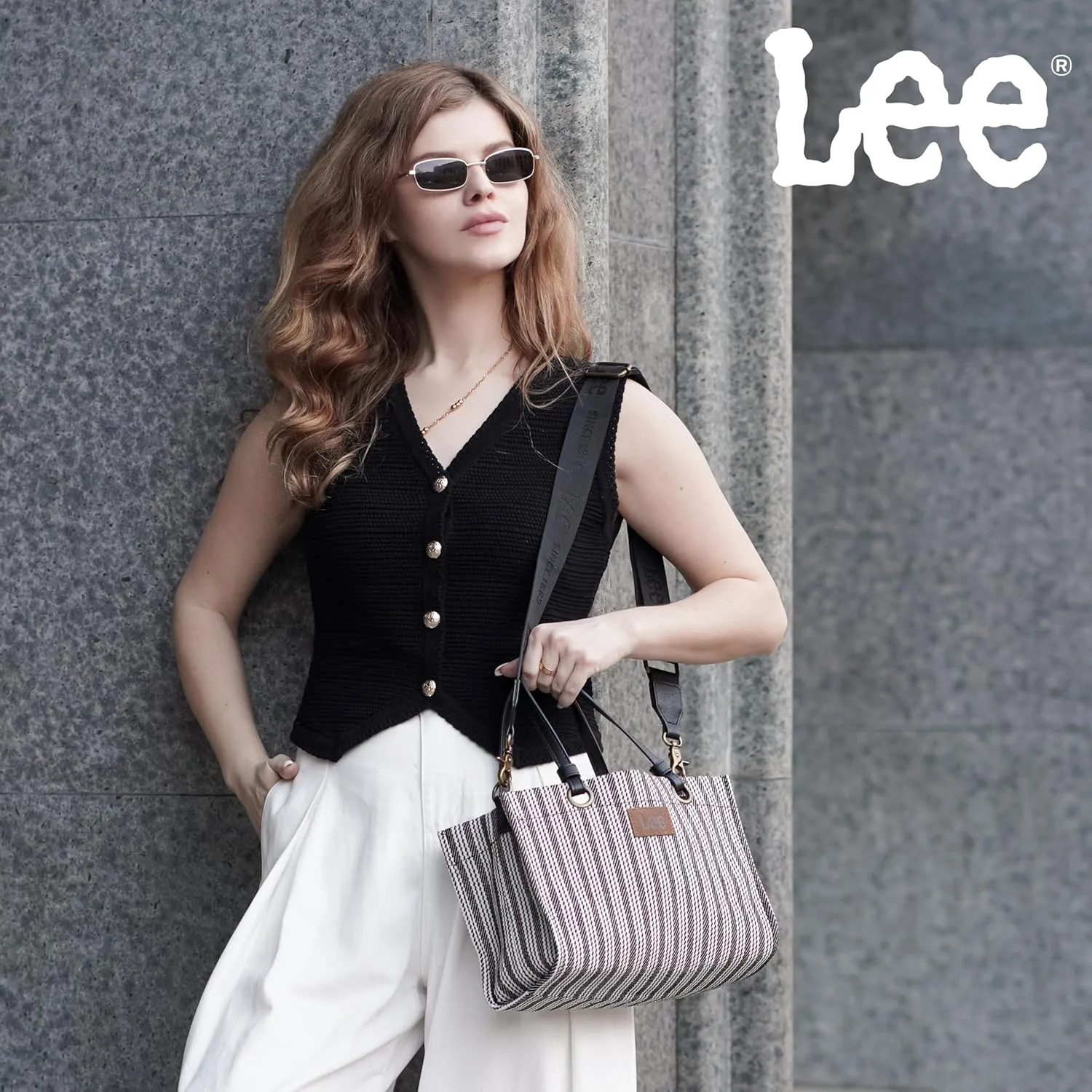 Montana West x Lee Small Tote Bag for Women Work, Stripe Crossbody Bag Top-handle Handbags