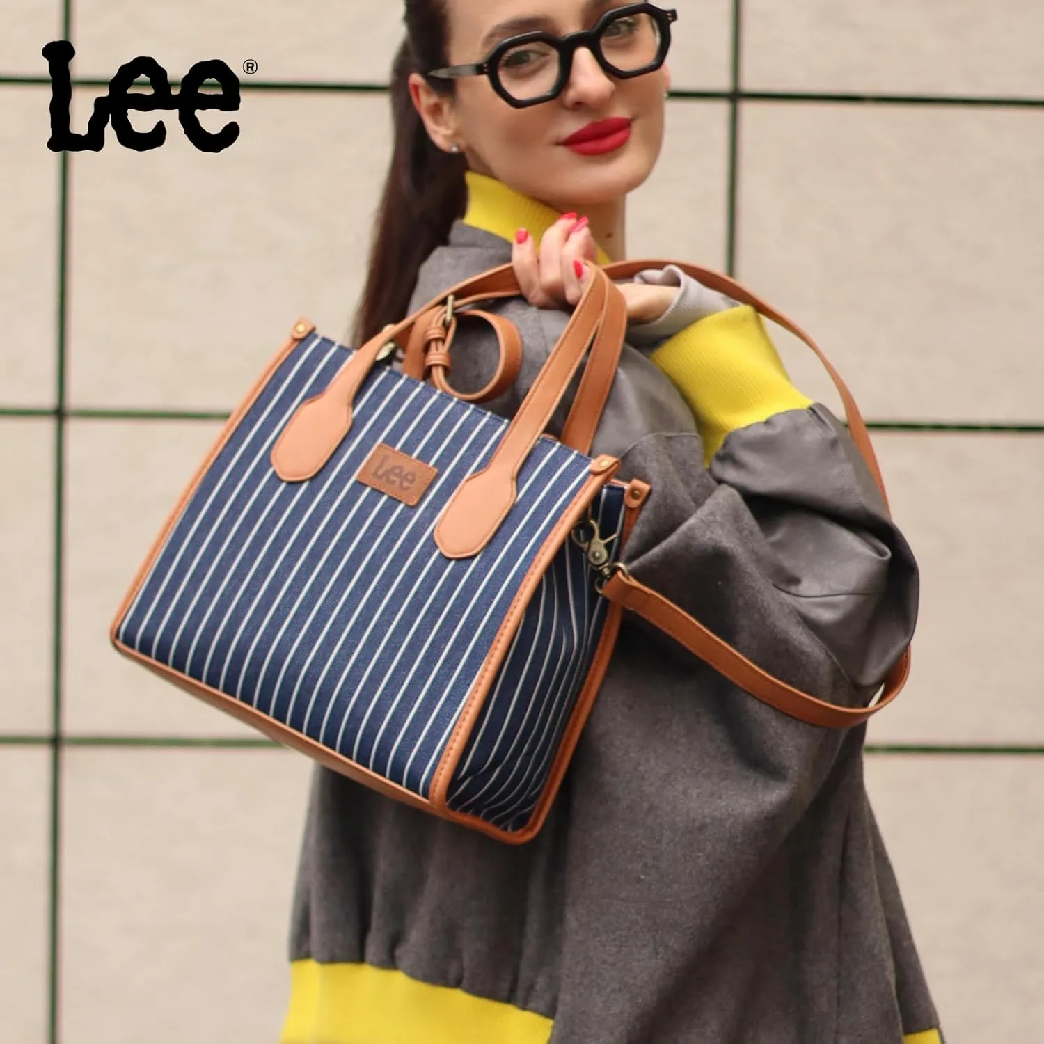 Montana West x Lee Tote Bag for Women Striped Top Handle Handbag with Adjustable Strap