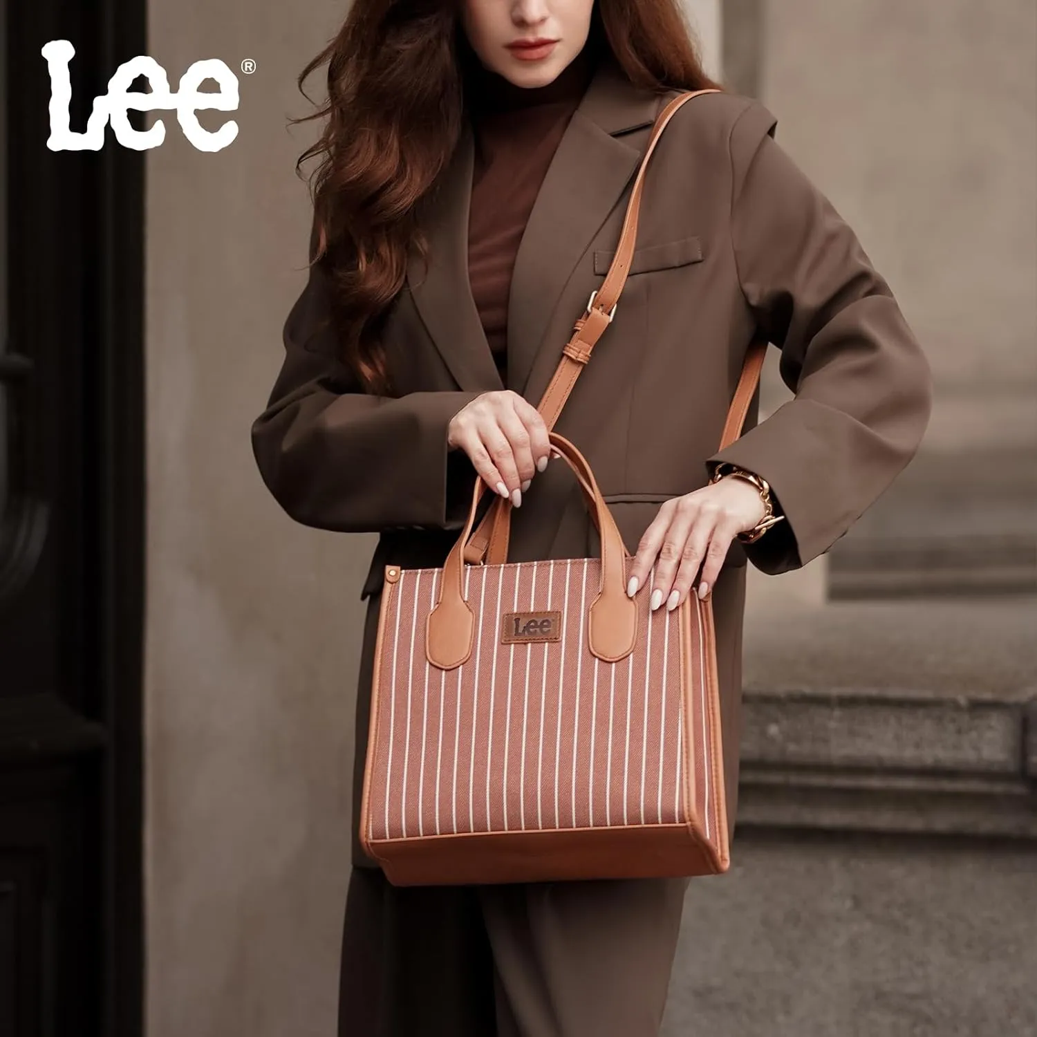 Montana West x Lee Tote Bag for Women Striped Top Handle Handbag with Adjustable Strap